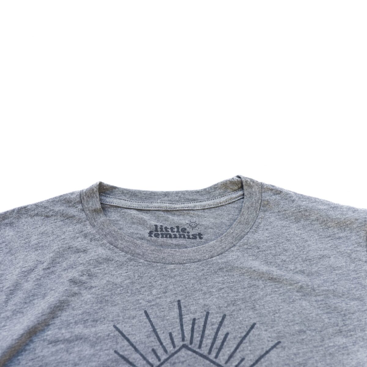 Raising Little Feminists grey men's shirt inside label